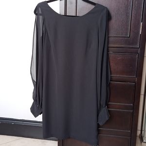 Cache long sleeve black mini dress